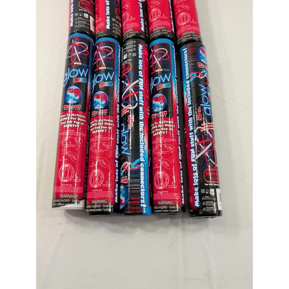 10)‎ Ten Total 50 Packs Glow Stick Bracelets 50 pack  Red White And Blue Only